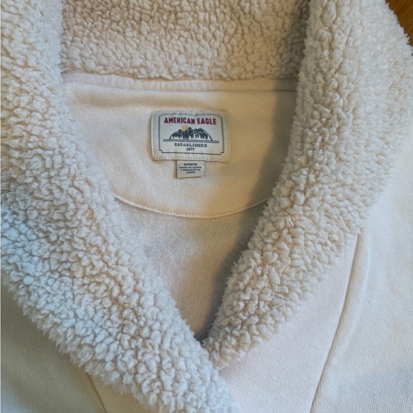 American Eagle Outfitters Cream Sherpa Collar Sweater - Picture 6 of 8